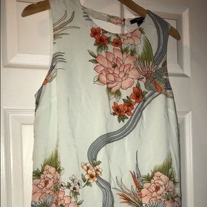 White and multicolored floral sleeveless dress
